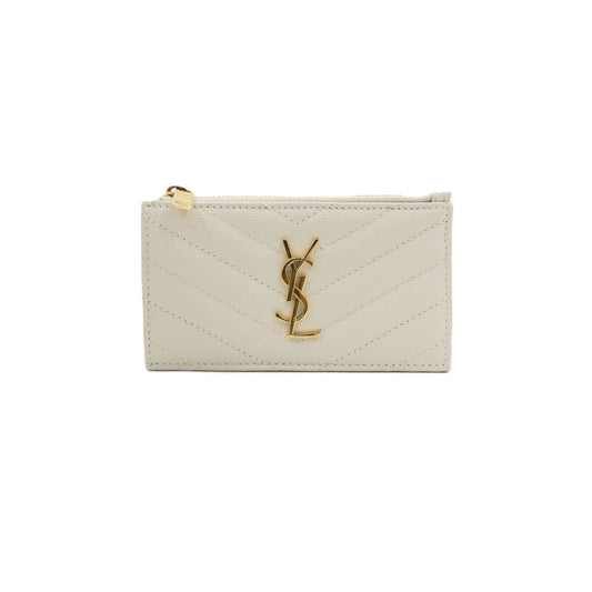 Saint Laurent Cassandre Matelasse Fragments Zip Card Holder 607915