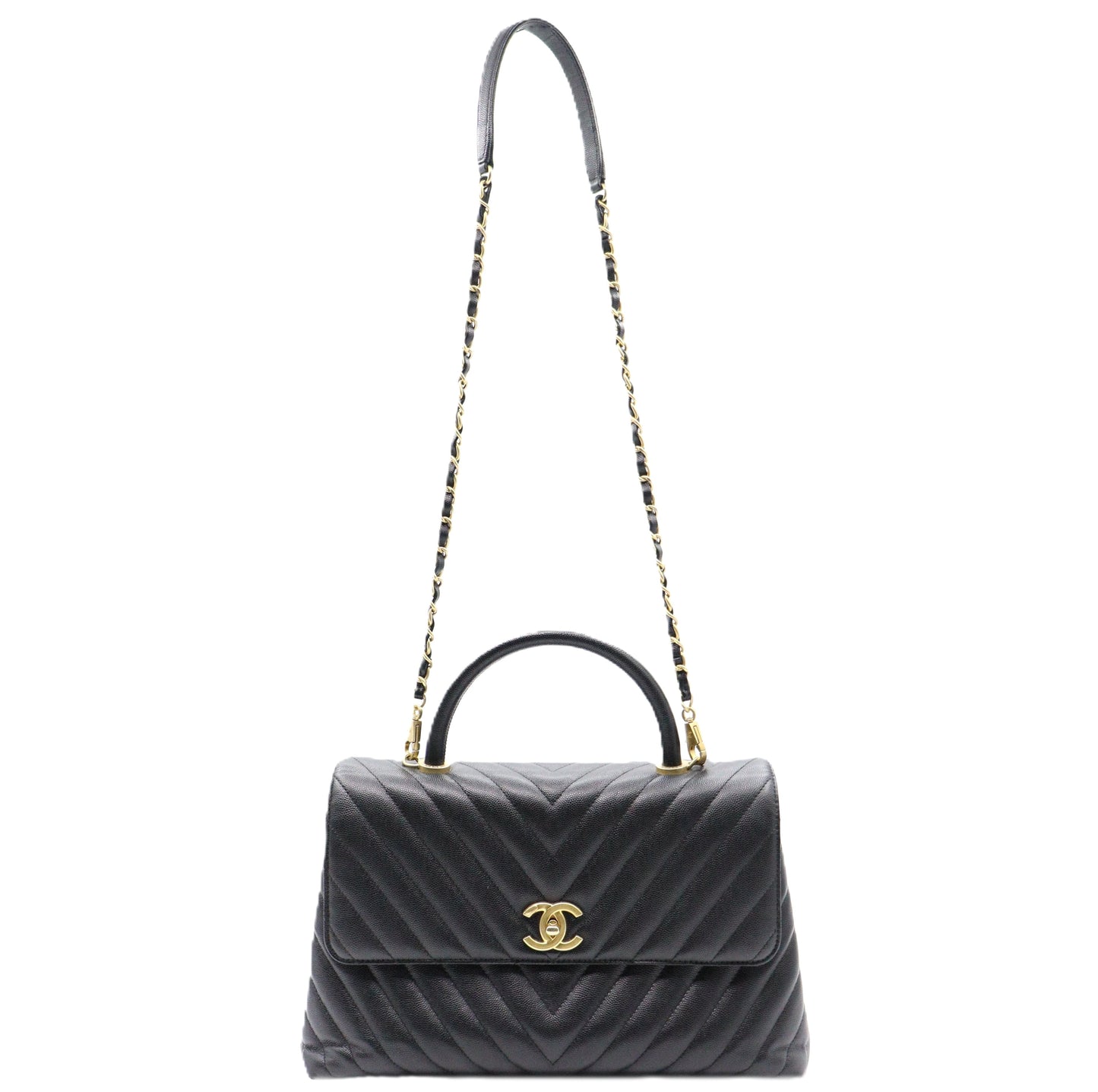 Chanel Coco Handle Large Chevron 2way Shoulder A92992