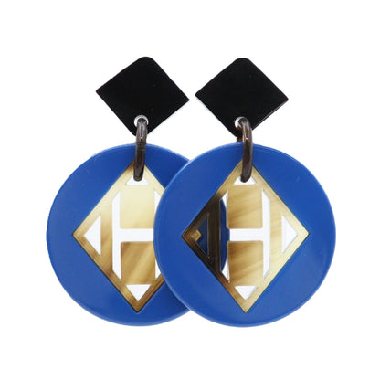 Hermes H logo Buffalo Horn Earrings