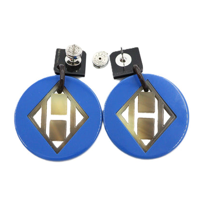 Hermes H logo Buffalo Horn Earrings