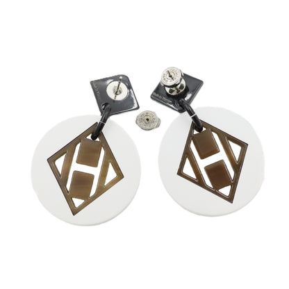 Hermes H Logo Buffalo Horn Earrings