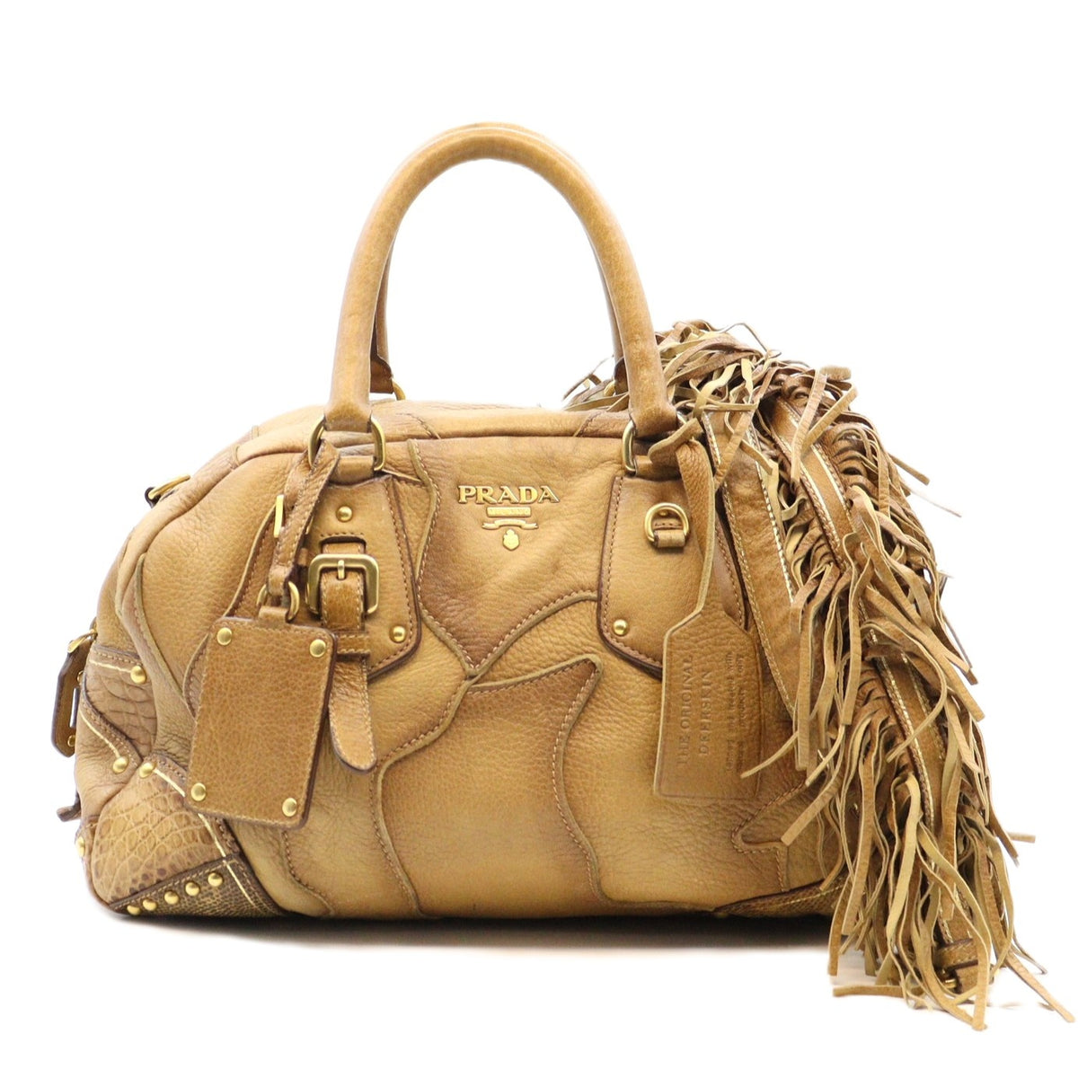 Prada BL0391 2way Shoulder Bianco Cervo Patch Bauletto