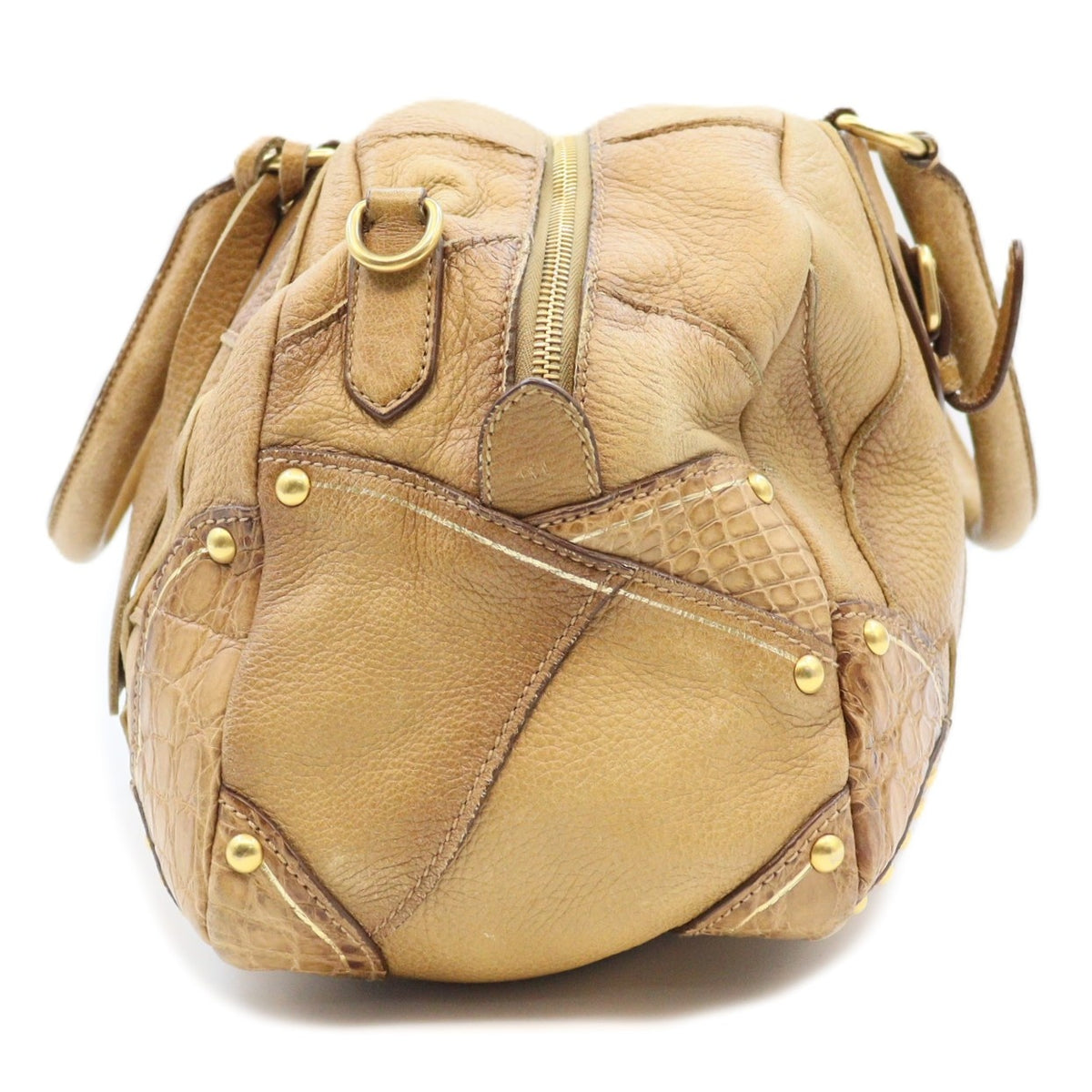 Prada BL0391 2way Shoulder Bianco Cervo Patch Bauletto