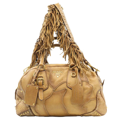 Prada BL0391 2way Shoulder Bianco Cervo Patch Bauletto