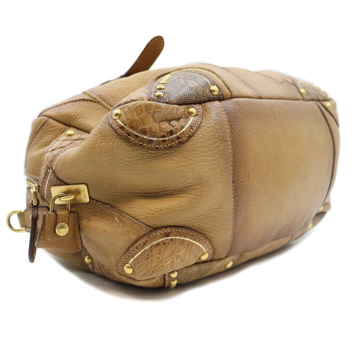 Prada BL0391 2way Shoulder Bianco Cervo Patch Bauletto