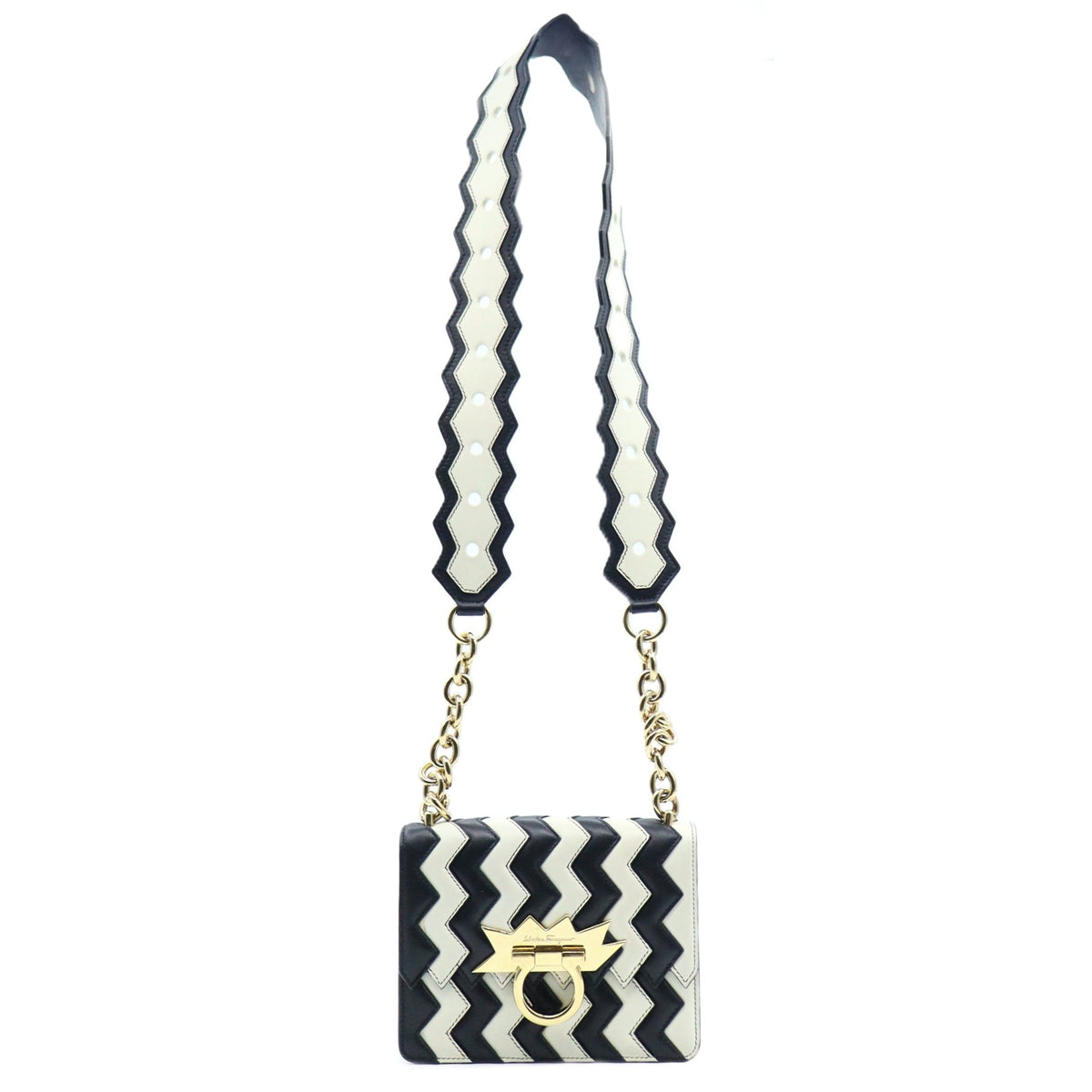 Salvatore Ferragamo Two-tone Zigzag Shoulder bag DH-21 G560