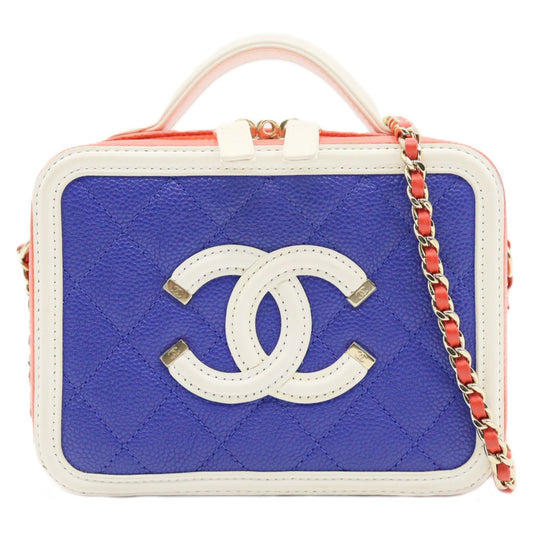 Chanel CC Filigree Vanity Case Chain Shoulder A93342